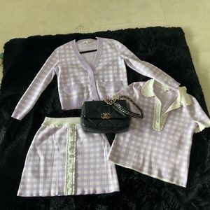 BLACK FRIDAY SALE: Maje SET Checkered Cardigan and Skirt and Shirt